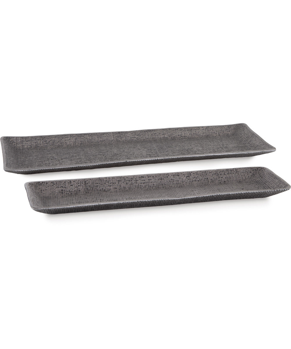 Garekton Tray Set Set of 2 Pewter