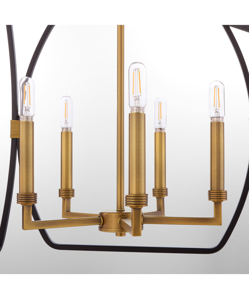 Bishop 5-light Pendant Matte Black|Brushed Brass