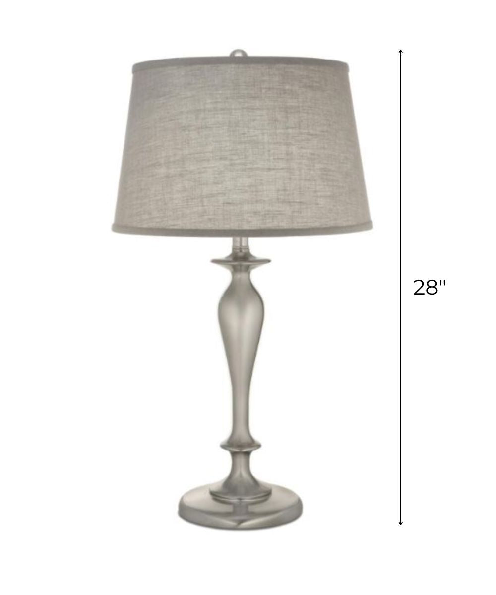 28"H Satin Nickel Signature by Stiffel Table Lamp, 3-Way