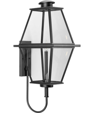Bradshaw 1-Light Clear Glass Transitional Large Outdoor Wall Lantern Textured Black