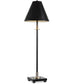 1-Light Buffet Lamp with Diamond Knurl Detail in Black and Antique Brass