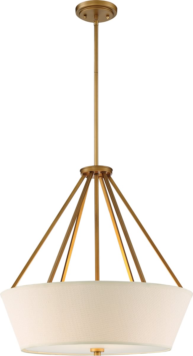22"W Seneca 4-Light Pendant Natural Brass