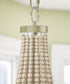 Dumas 16"W 3-Light Brushed Steel Finish Weathered White Wood Bead Chandelier by KenroyHome