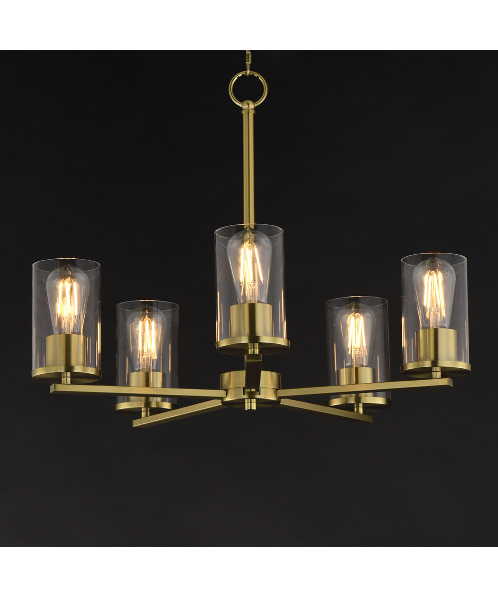 Lateral 5-Light Chandelier Satin Brass