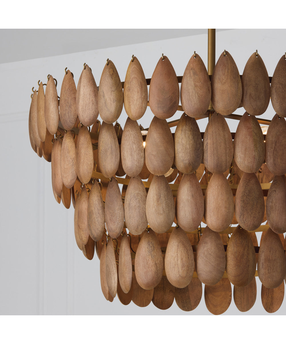 Ravi 4-Light Pendant Light Wood and Patinaed Brass