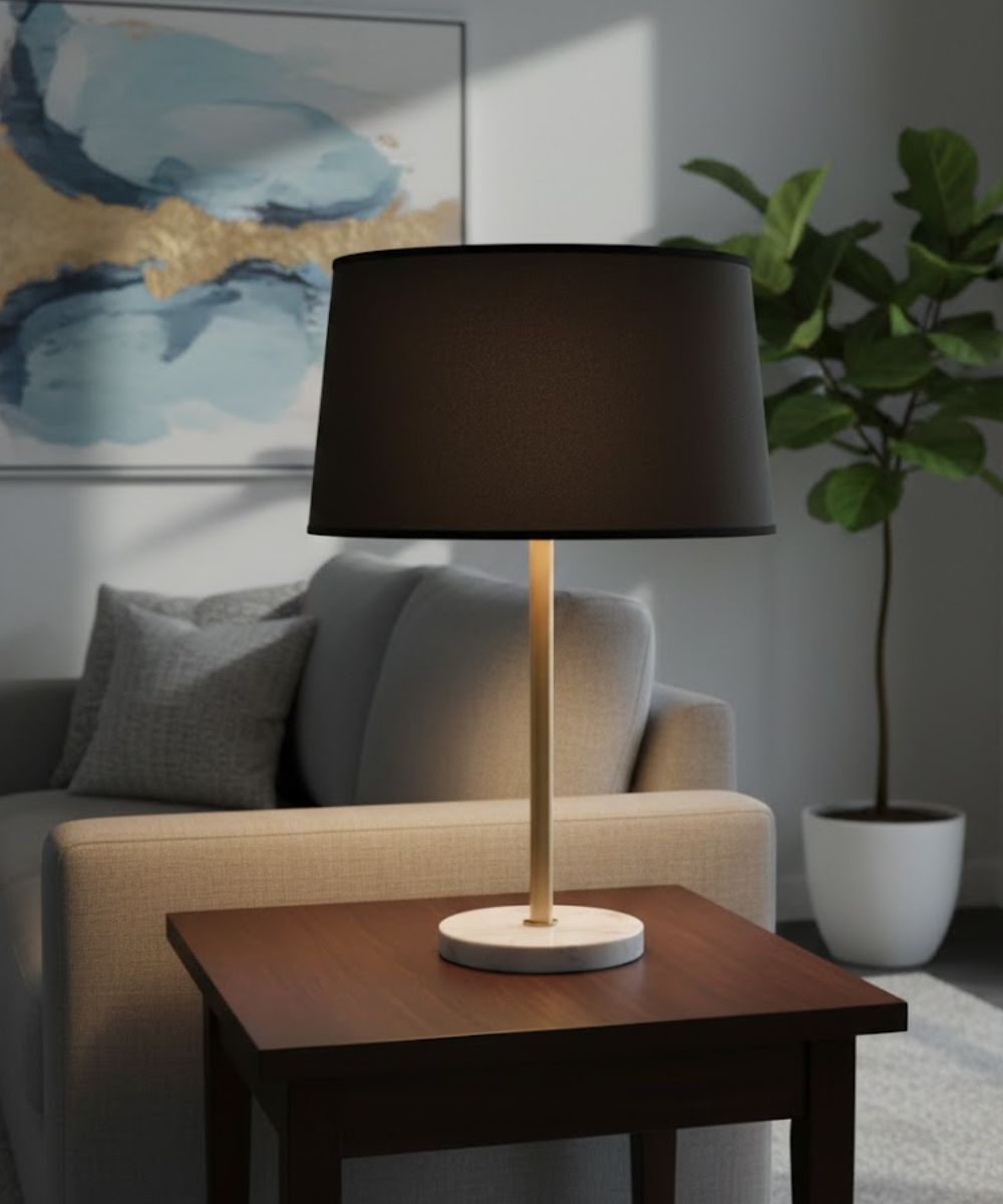 14x16x9 Black Opaque/Gold Foil Tapered Drum Hardback Lampshade