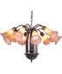 24" Wide Amber/Purple Tiffany Pond Lily 12 Light Chandelier