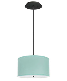 14" W 2 Light Pendant Island Paradise Blue Shade with Diffuser, Black Cord