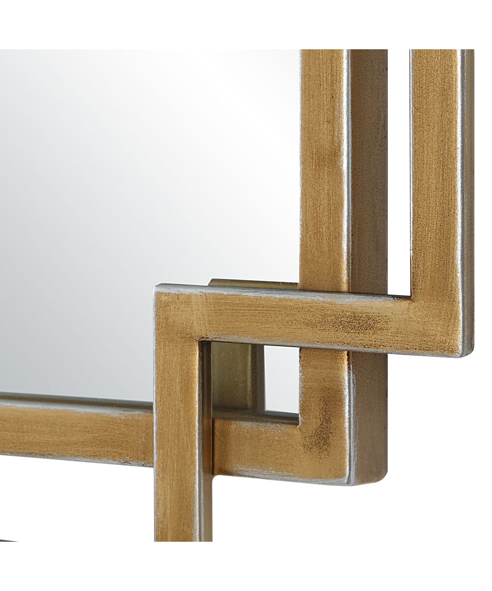 22x34" Wall Mirror in Brushed Gold with Subtle Silver