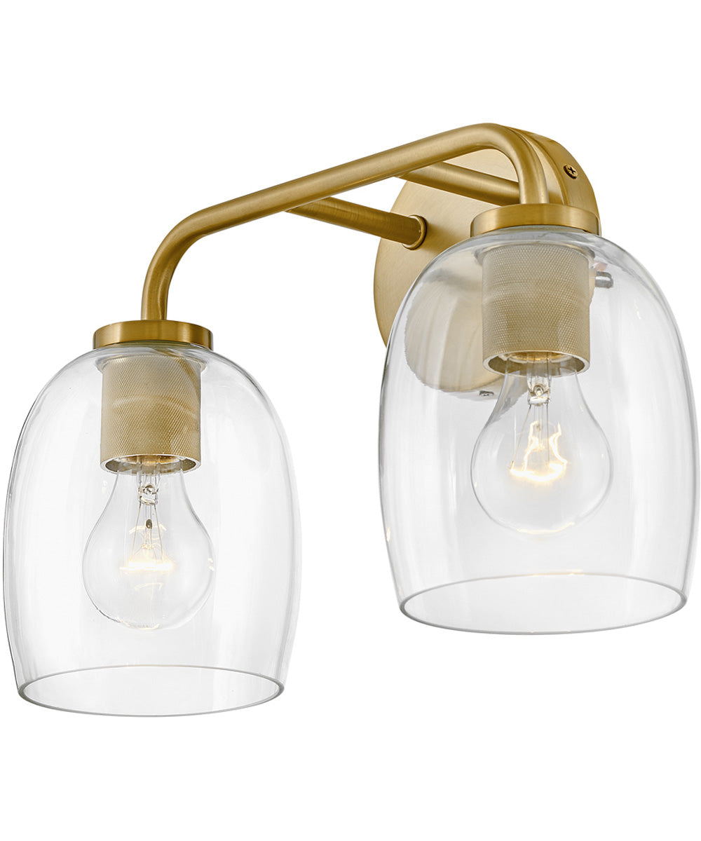 Percy 2-Light Small Two Light Vanity in Lacquered Brass