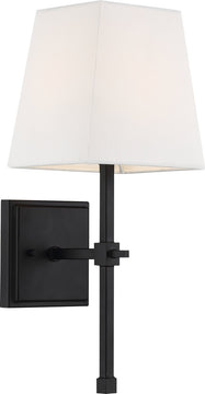6"W Highline 1-Light Vanity & Wall Aged Bronze / White Fabric