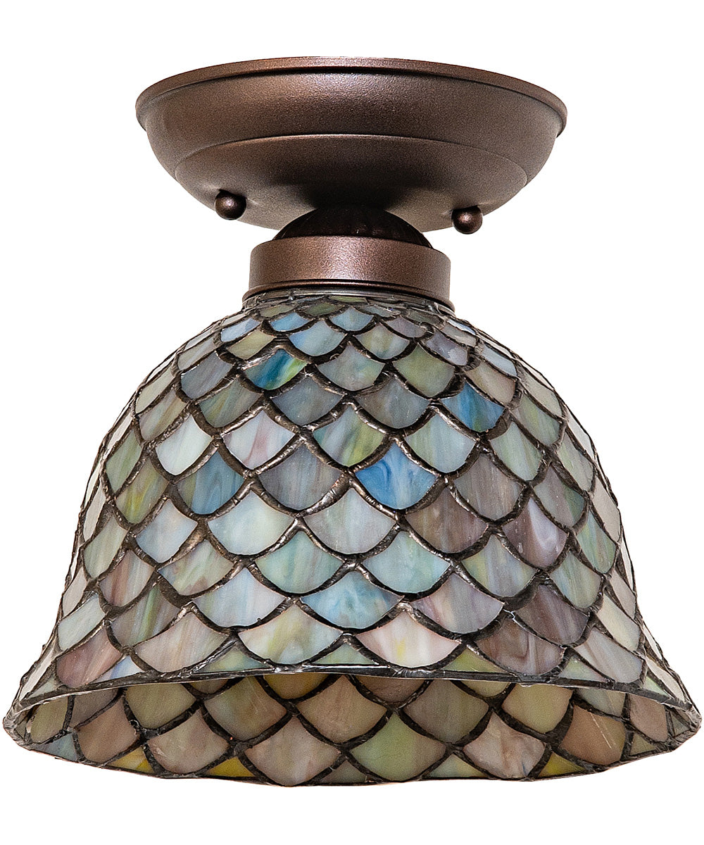 8" Wide Tiffany Fishscale Flushmount