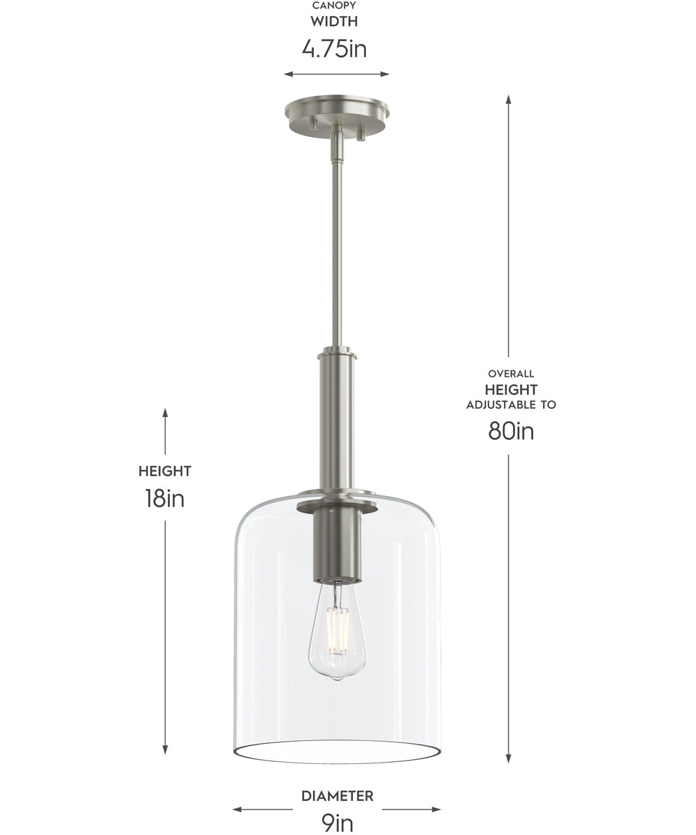 Reines 1-Light Pendant with Clear Glass Shade Brushed Nickel