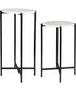 Set of 2 Tables with White Marble and Iron Black