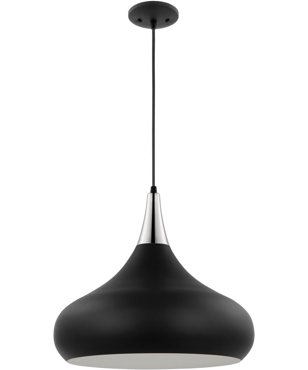 Phoenix 1-Light Pendant Matte Black / Polished Nickel