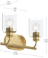 Reines 2-Light Bath Vanity with Clear Glass Shades Brushed Gold