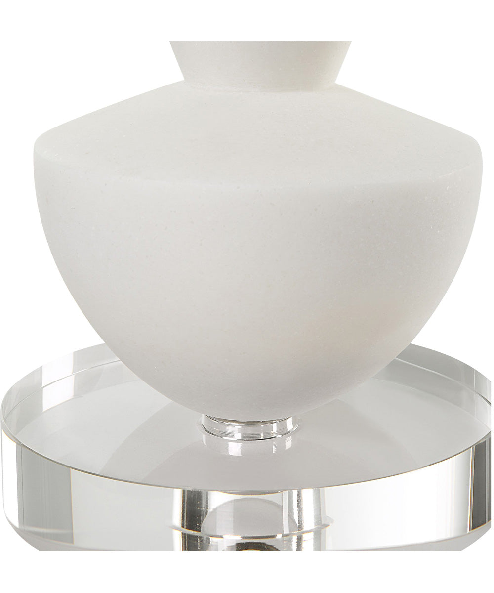 Lido White Stone Candleholders, Set of 2