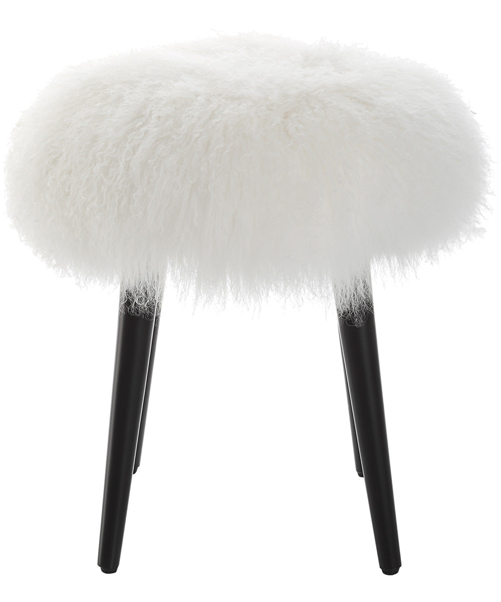 Wooly Sheepskin Accent Stool