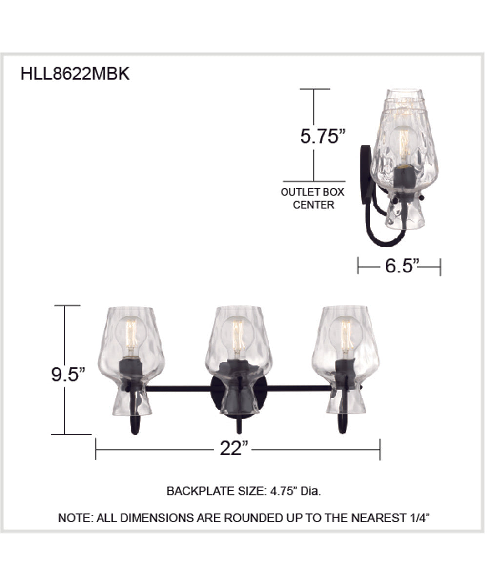 Hollis 3-light Bath Light Matte Black