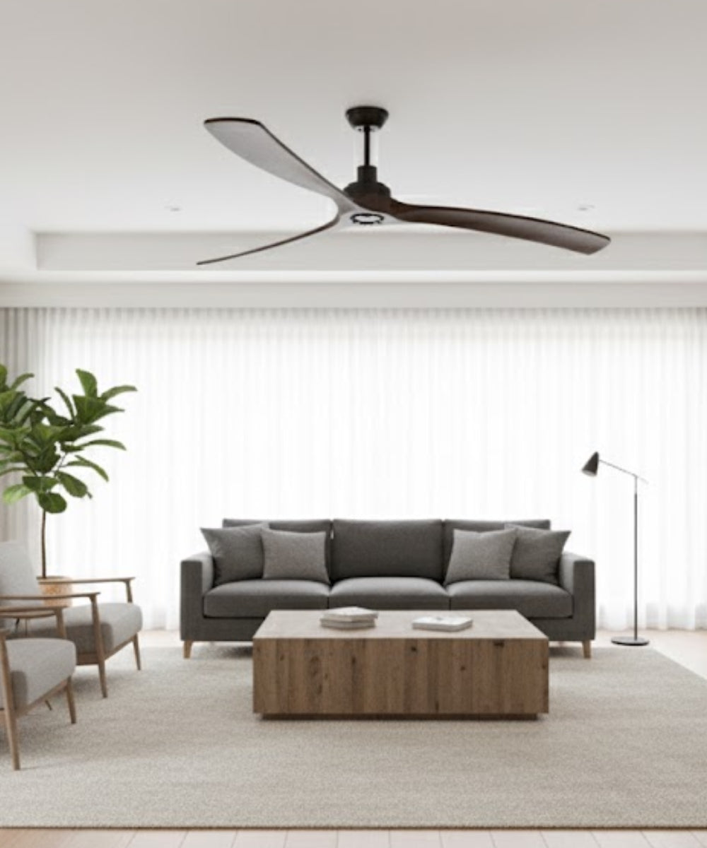 88" Rio Grande 3-Blade Ceiling Fan Oil Rubbed Bronze Motor Finish and Walnut Blade Finish with Wall Control