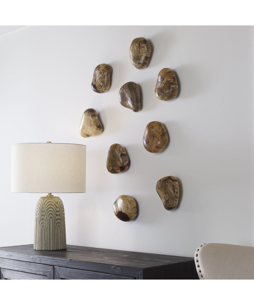 Pebbles Blonde Wood Wall Décor, Set of 9