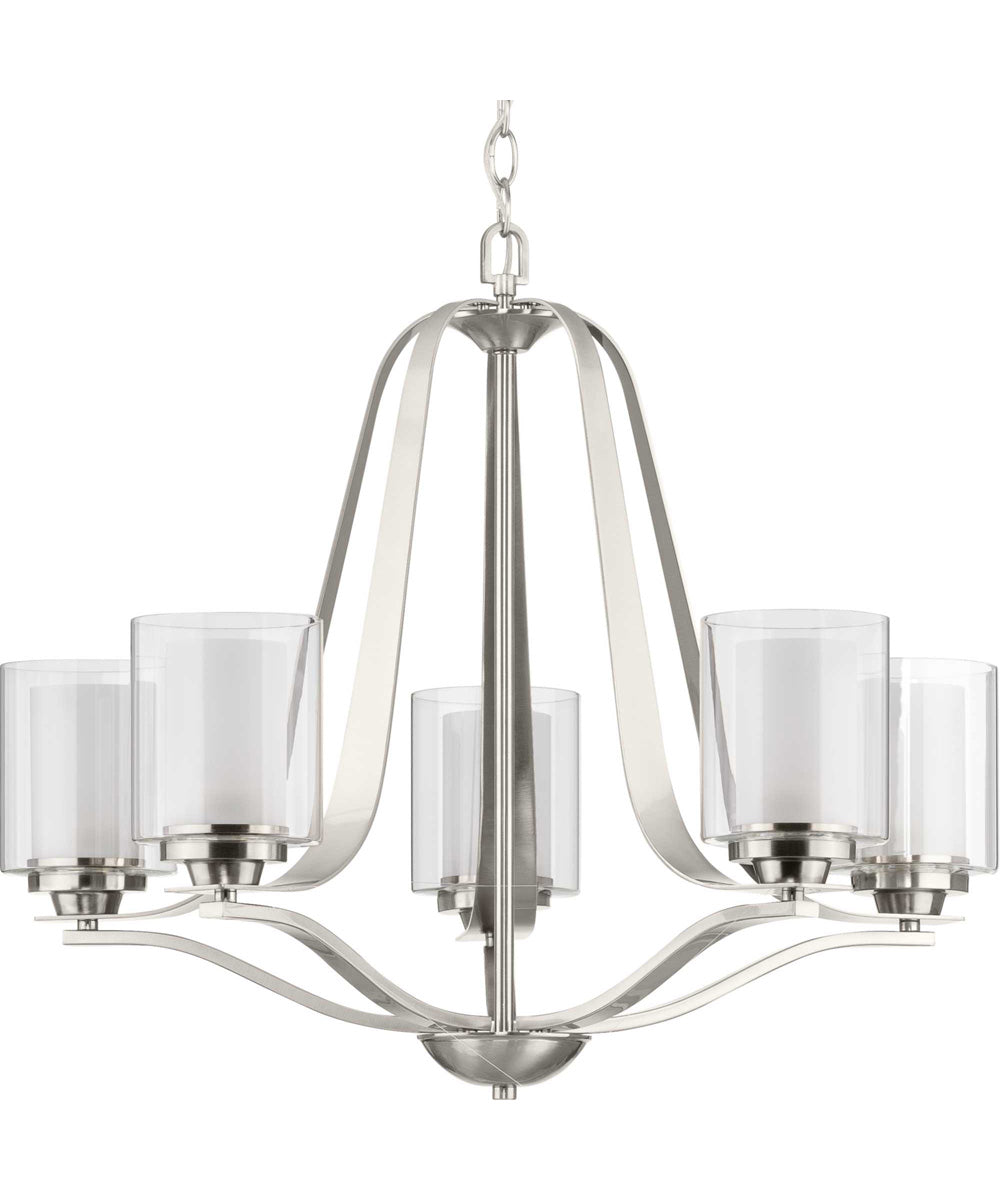 Kene 5-Light Clear Glass Craftsman Chandelier Light Brushed Nickel