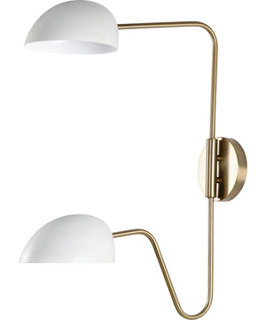 Trilby 2-Light Vanity & Wall Matte White / Burnished Brass