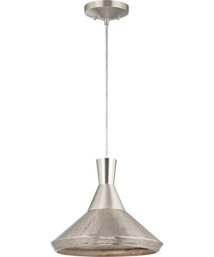 13"W Luger 1-Light Pendant Satin Steel