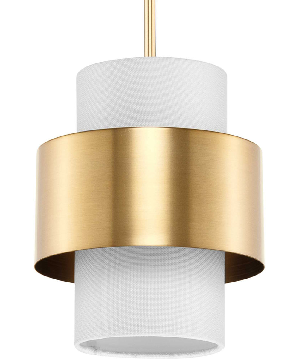 Silva 1-Light White Linen Shade Pendant Brushed Bronze
