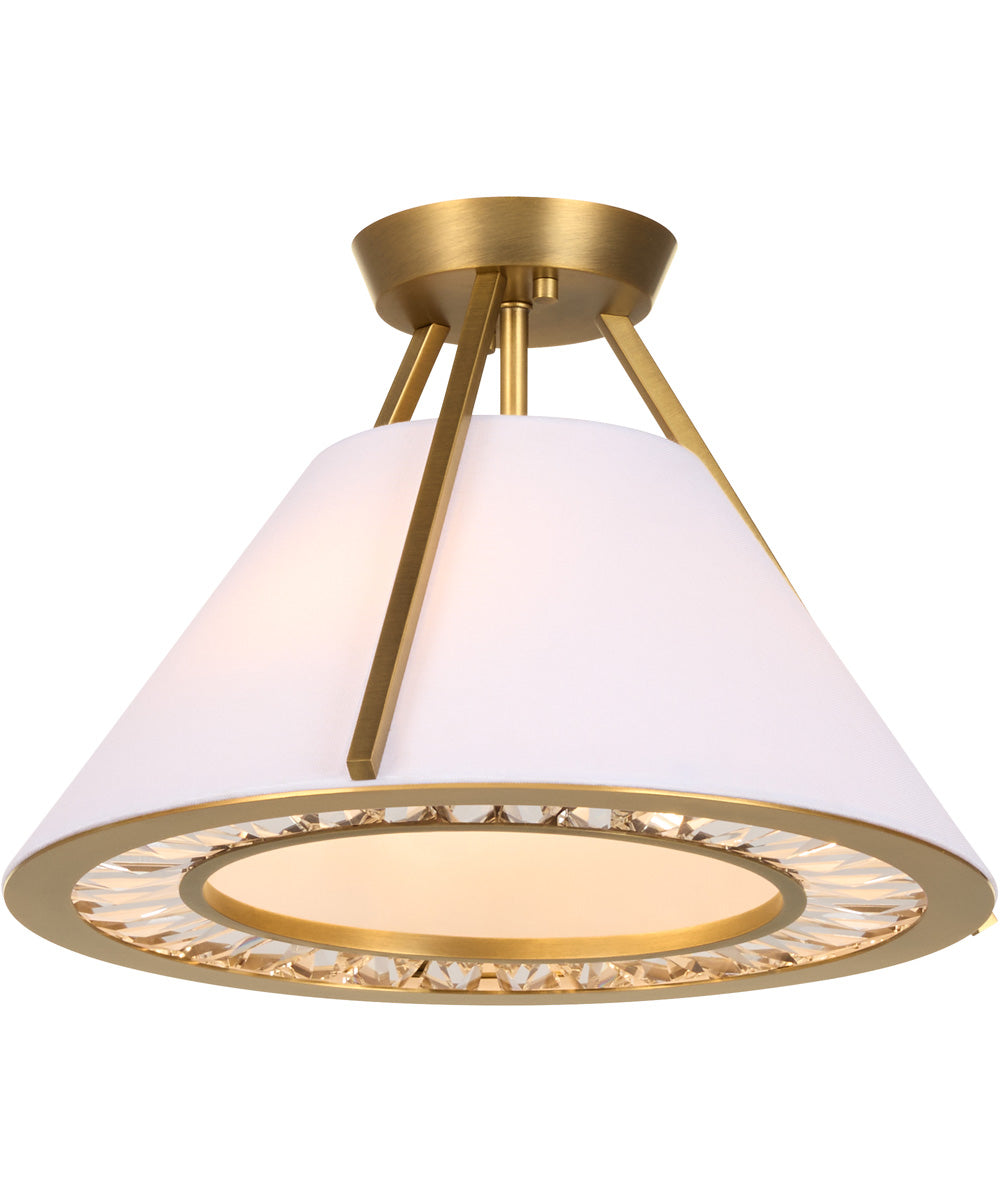 Gorham 3-light Ceiling Flush Mount Brushed Brass|Clear|White