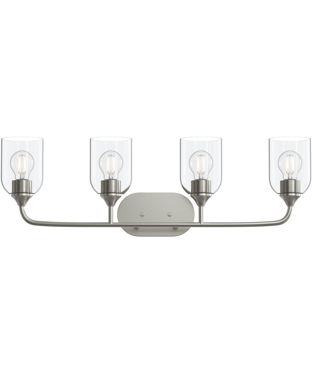 Ilia 4-Light Bath Vanity with Clear Glass Shade Brushed Nickel