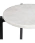 Set of 2 Tables with White Marble and Iron Black