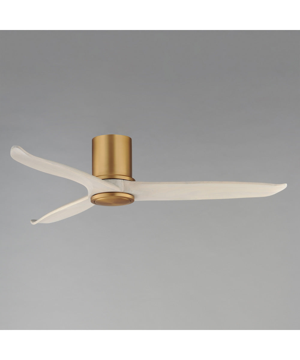 Woodwind 52 inch Solid Wood Blade Hugger Fan w LED Natural Aged Brass