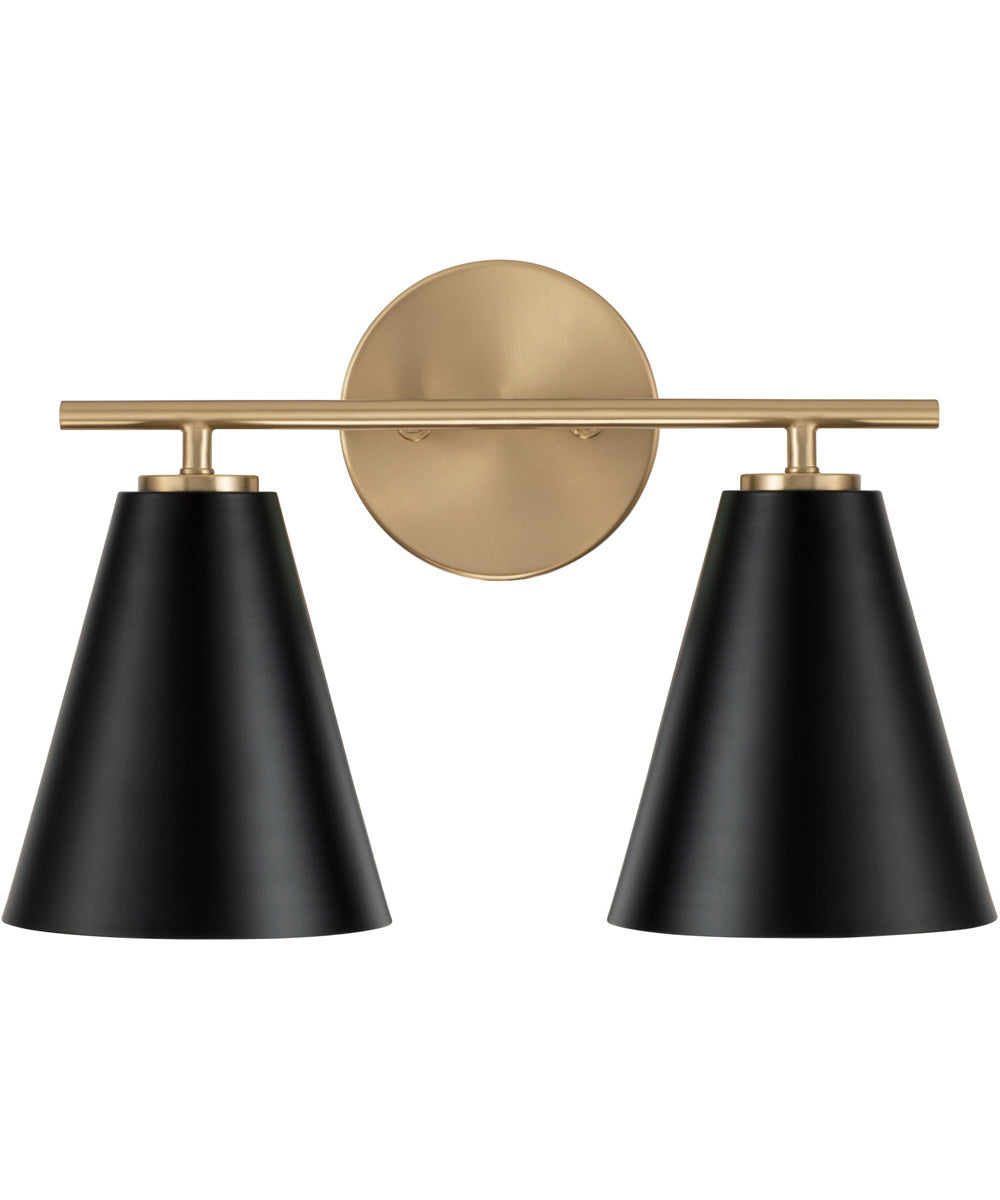 Charlie 2-Light Vanity Matte Brass and Black