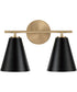 Charlie 2-Light Vanity Matte Brass and Black