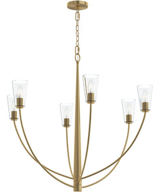 Jheni 6-Light Large Chandelier with Clear Glass Shades Brushed Gold
