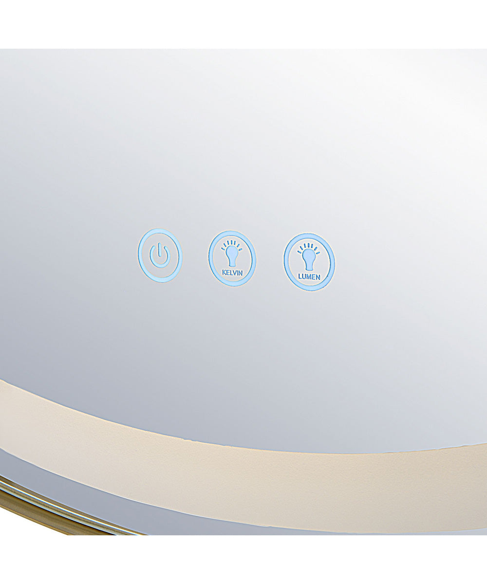 Crofton Lighted Brass Round Mirror