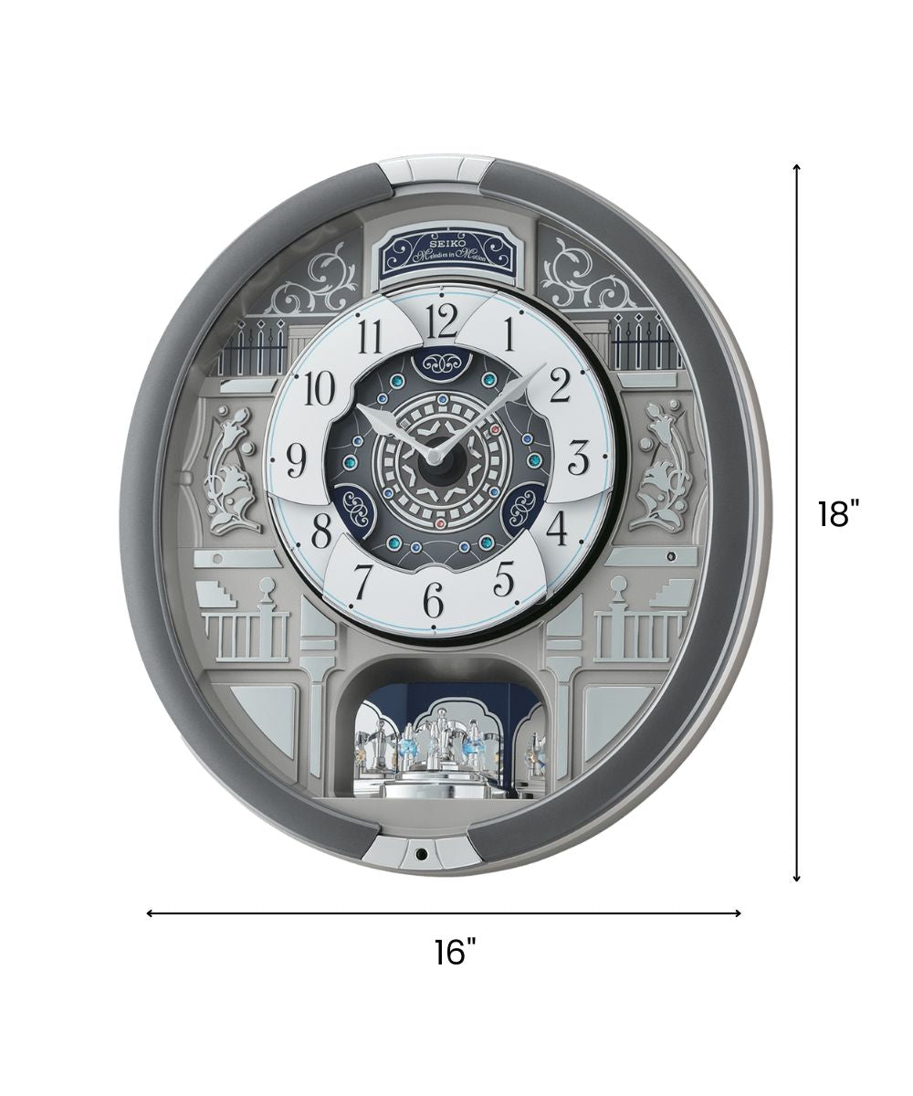 16"H Melodies in Motion Clock  with 18 Hi Fi Melodies  Rotating Pendulum