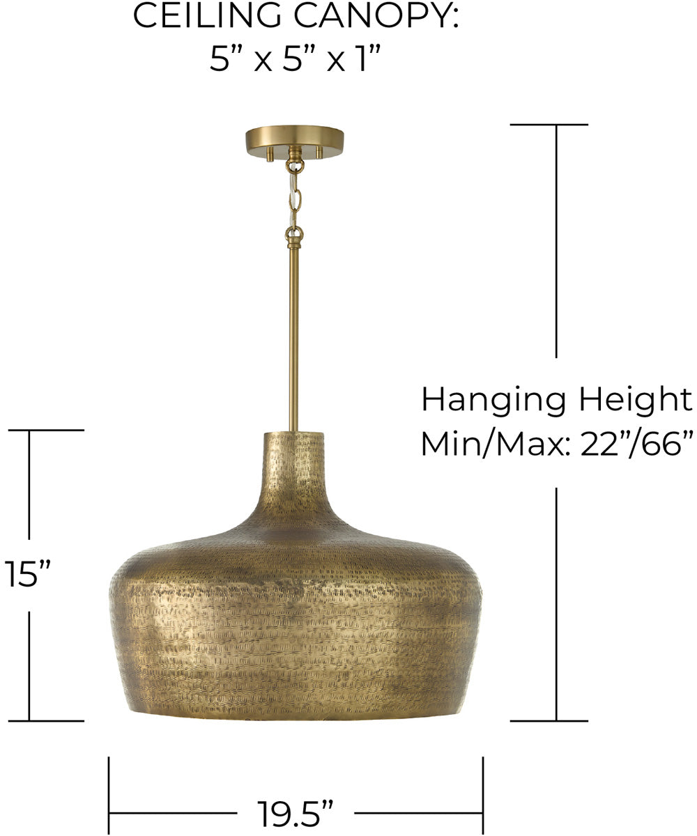 Myriah 1-Light Pendant Tibetan Hammered Brass