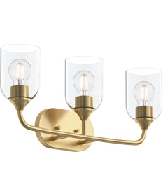 Ilia 3-Light Bath Vanity with Clear Glass Shade Brushed Gold