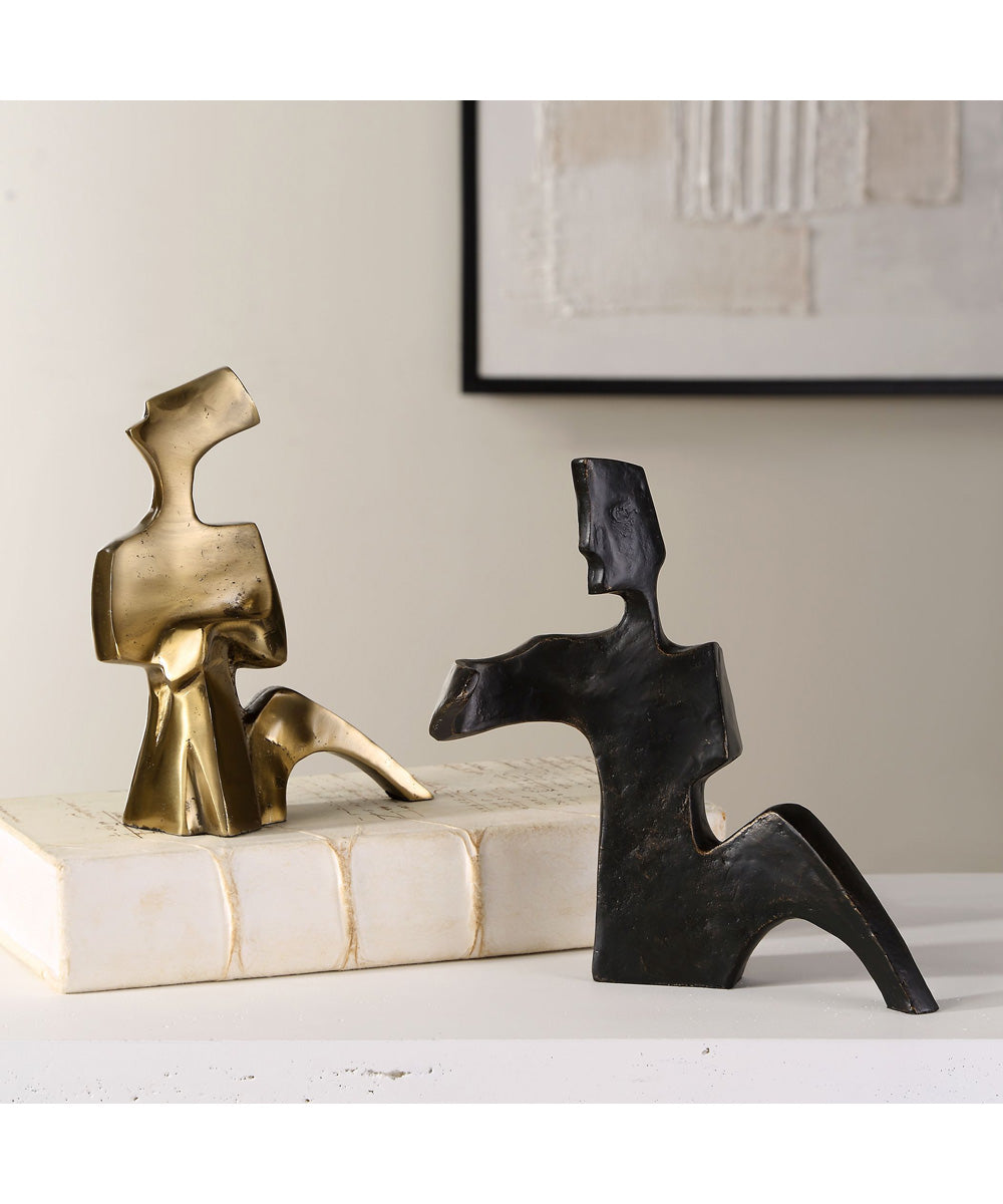 Affection Bronze Gold Sculpture, Set of 2