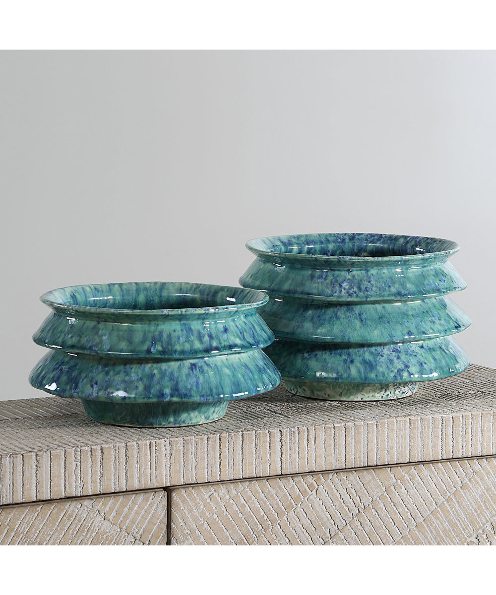 ZigZag Blue Green Bowls Set of 2