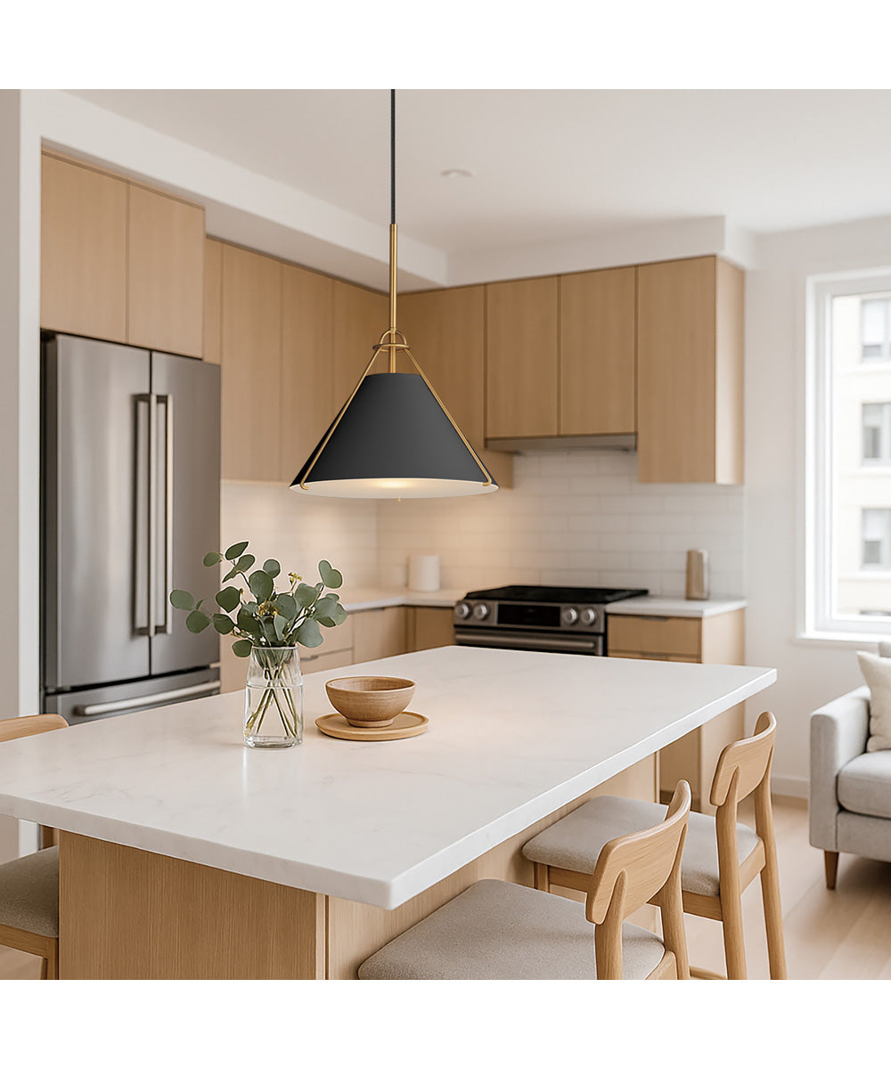 Lucas Single Pendant Black / Natural Aged Brass