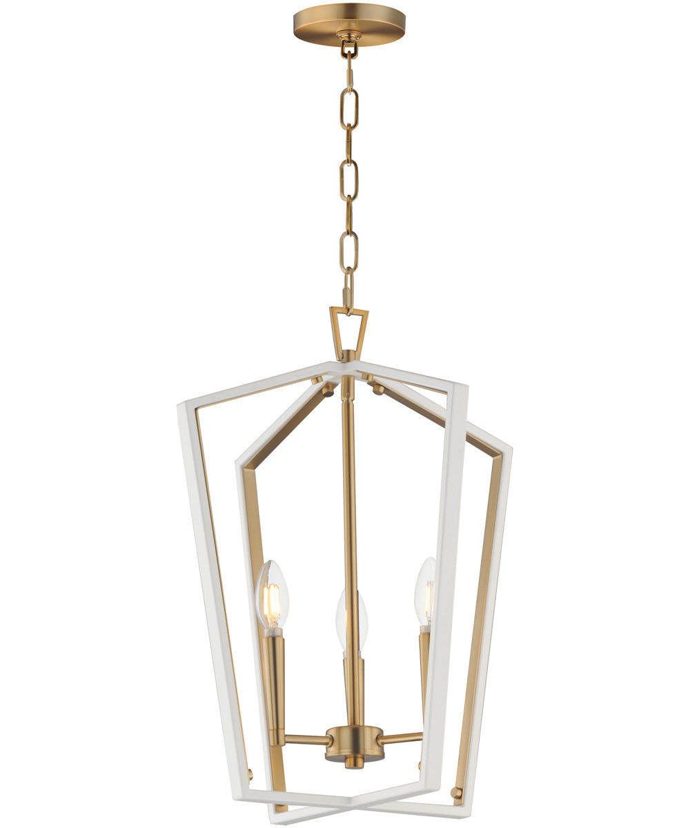 Melrose 3-Light Pendant White/Natural Aged Brass