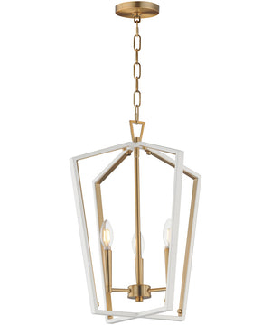 Melrose 3-Light Pendant White/Natural Aged Brass