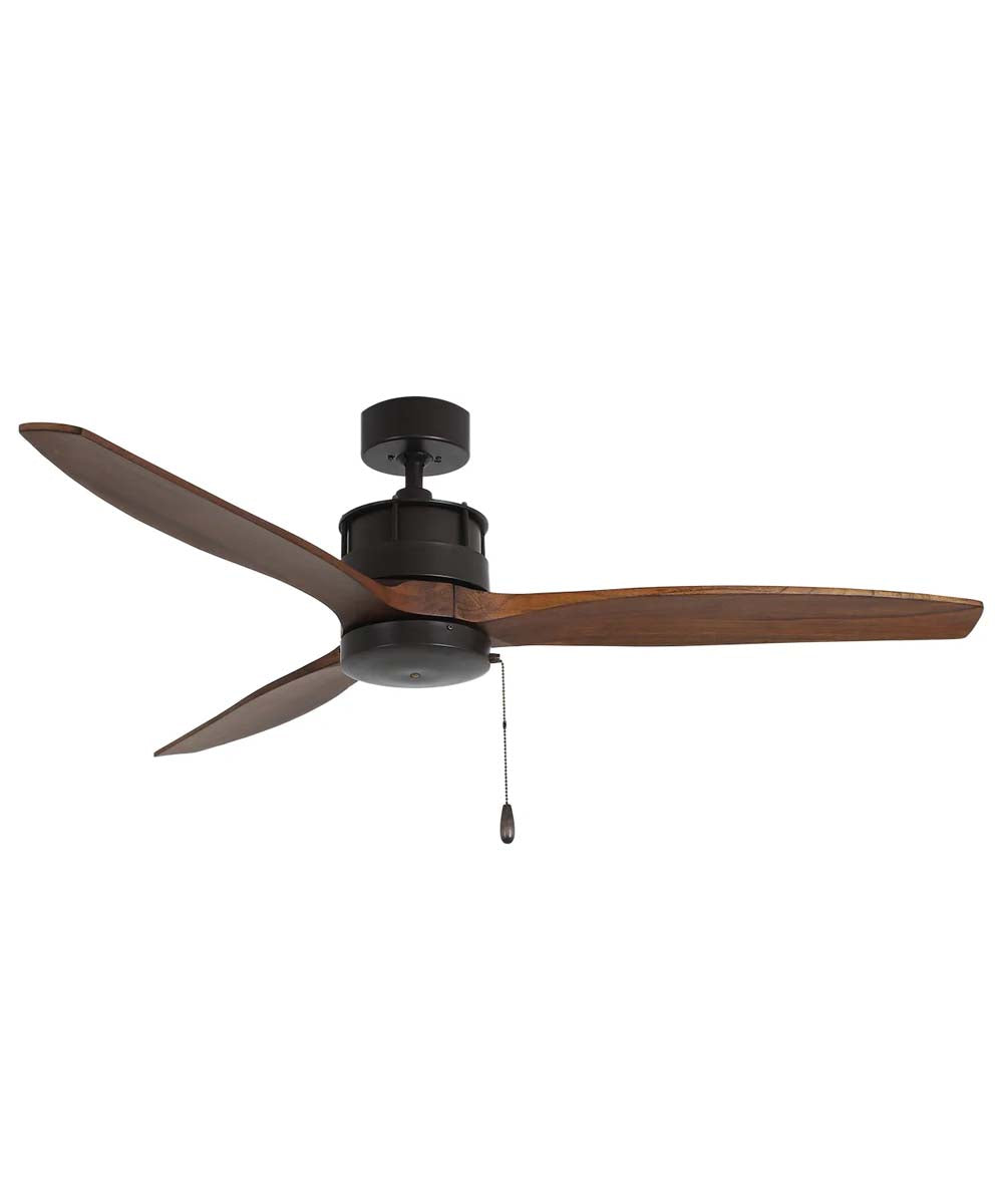 52" Torque 3-Blade Ceiling Fan Oil Rubbed Bronze Motor Finish and Walnut Blade Finish with Pull Chain