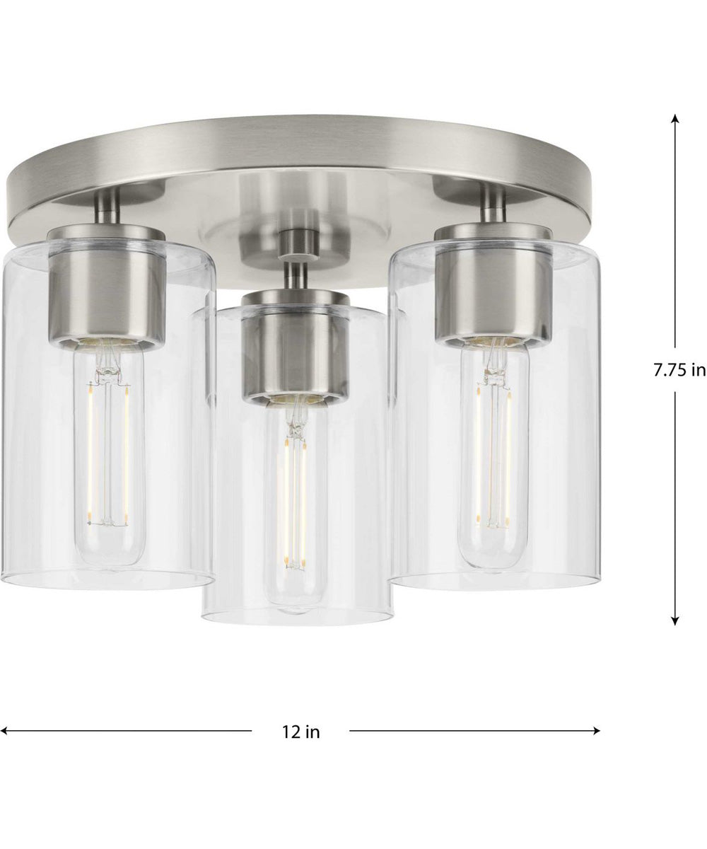 Cofield 12 in. 3-Light Flush Mount P350237 Brushed Nickel