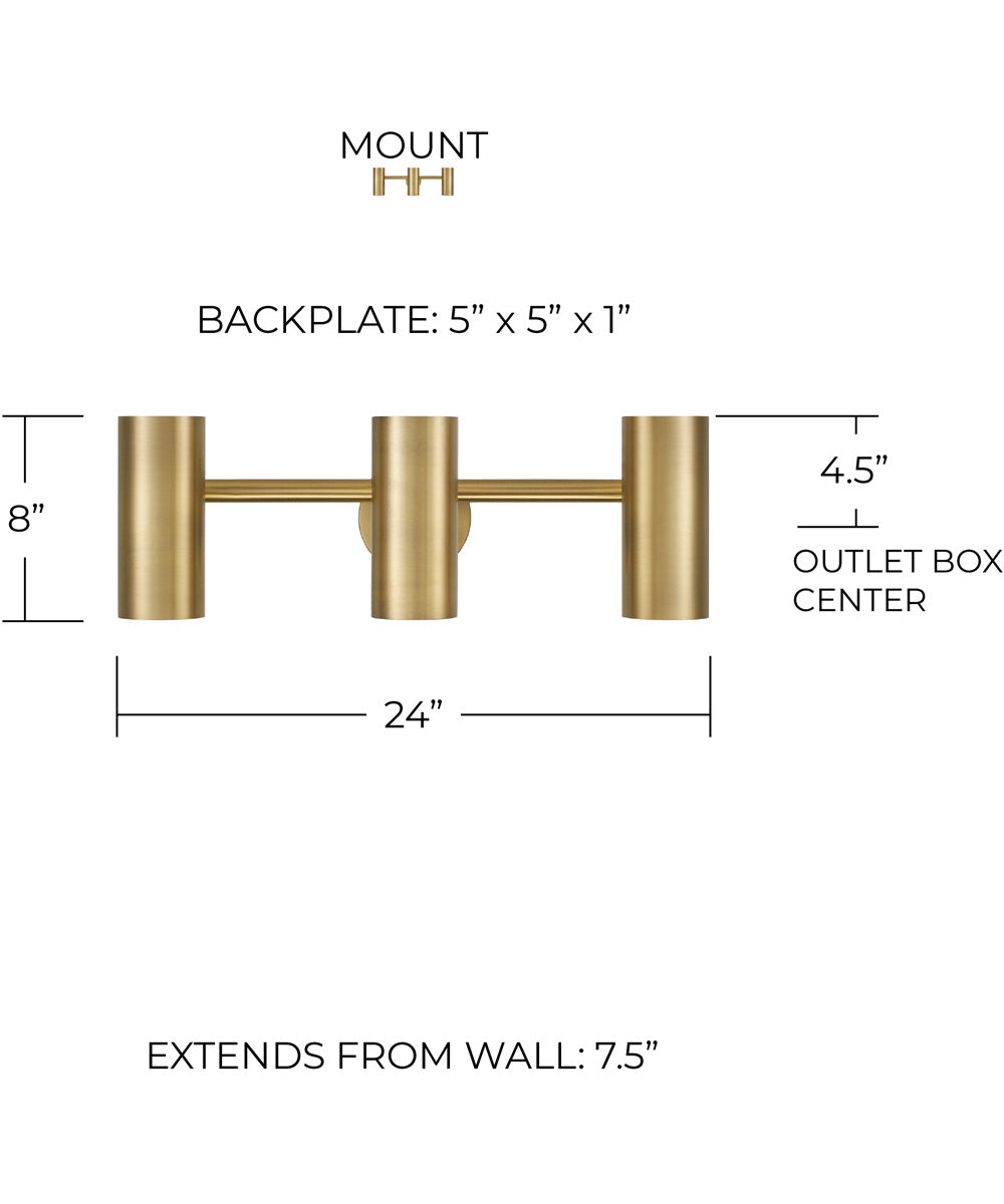 Robbie 3-Light Vanity Aged Brass