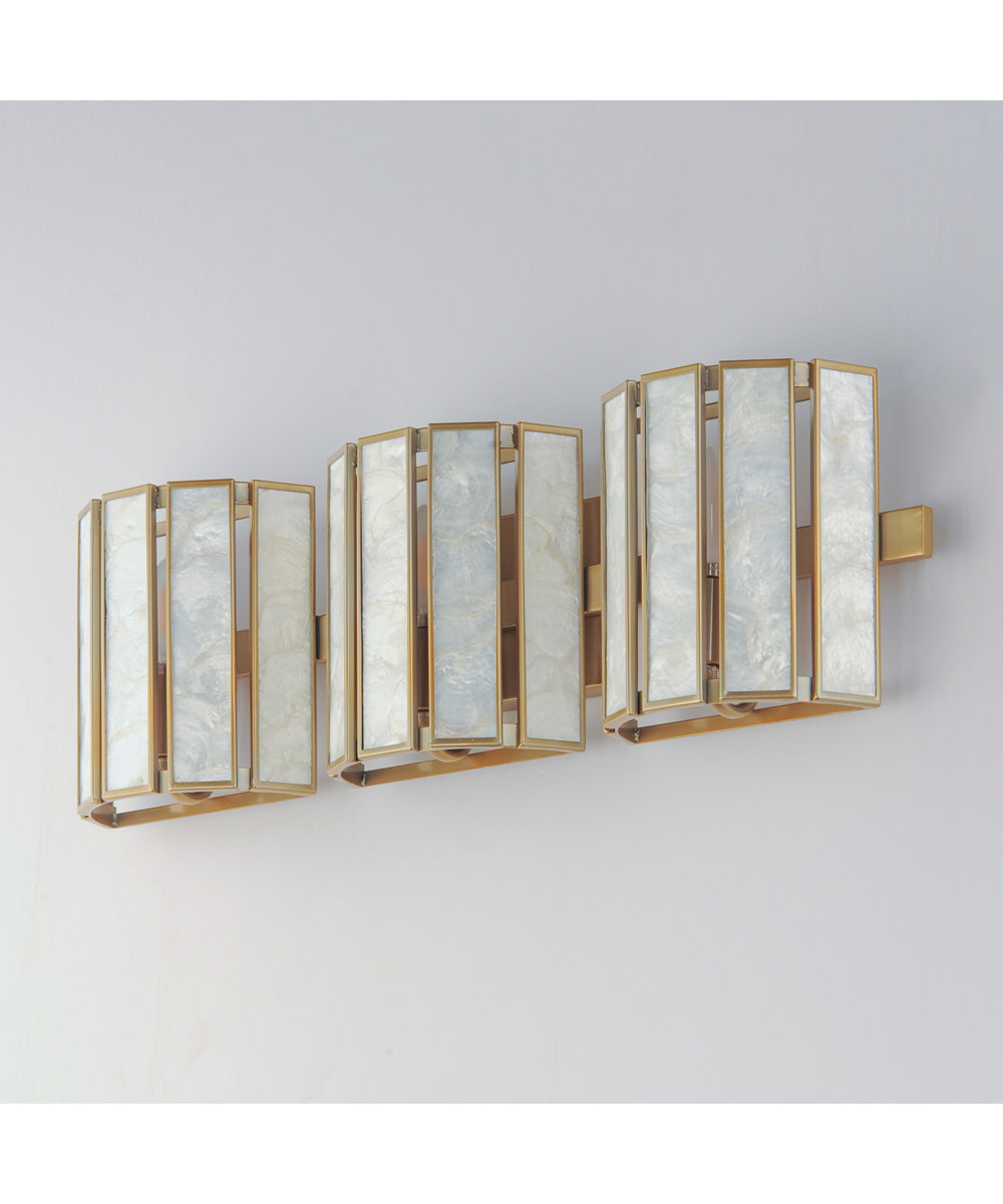 Miramar 3-Light Wall Sconce Capiz / Natural Aged Brass