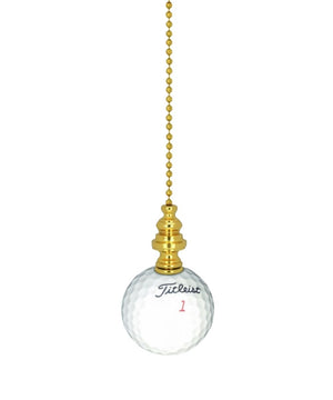 Golf Ball Ceiling Fan Pull, 2.25"h with 12" Polished Brass Chain
